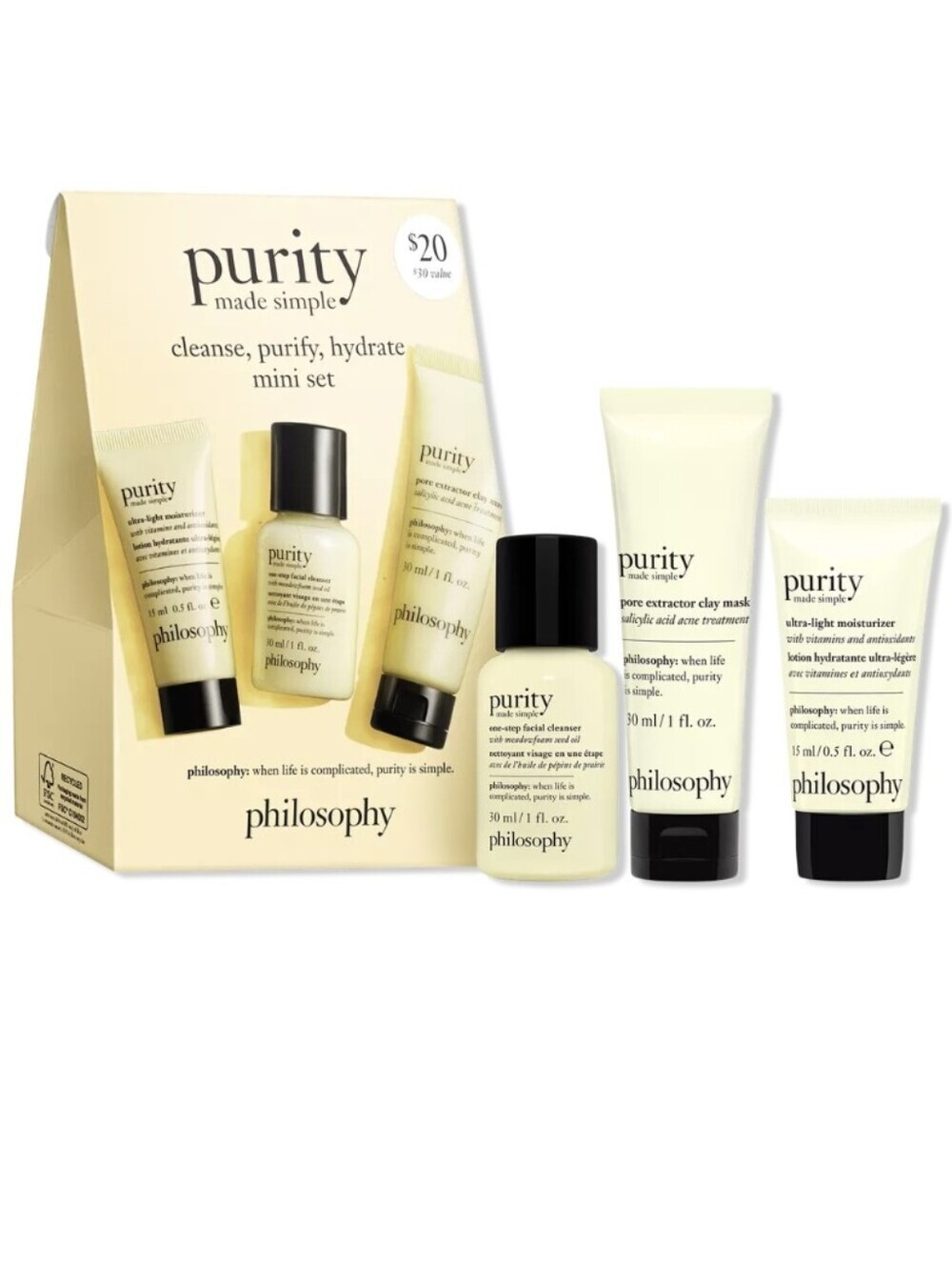 3-Piece Philosophy Purity Made Simple Mini Set, NIB